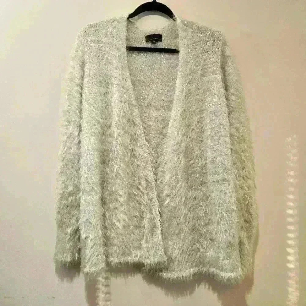 Jeans By Buffalo Open Front Cardigan 'NOEY' Fuzzy Sequin Sweater Size S #092